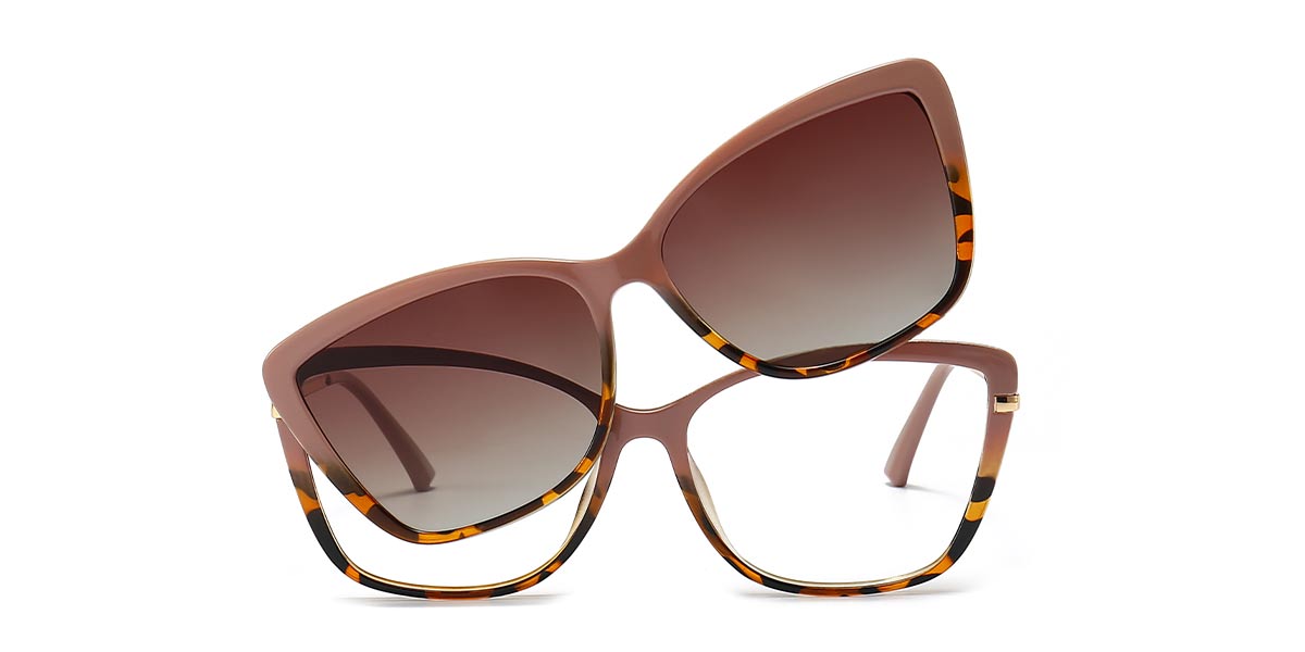 Khaki Tortoiseshell Zoe - Cat eye Clip-On Sunglasses