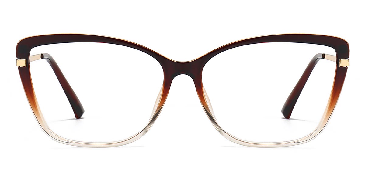 Gradient Brown Zoe - Cat Eye Clip-On Sunglasses