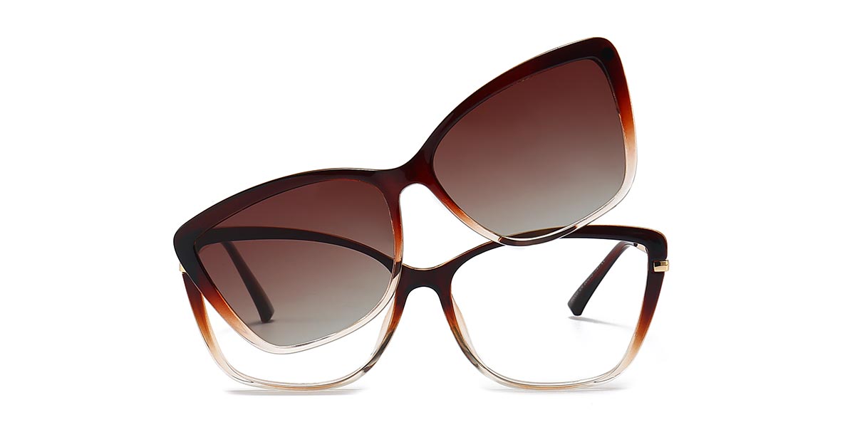 Tawny Clear Zoe - Cat eye Clip-On Sunglasses