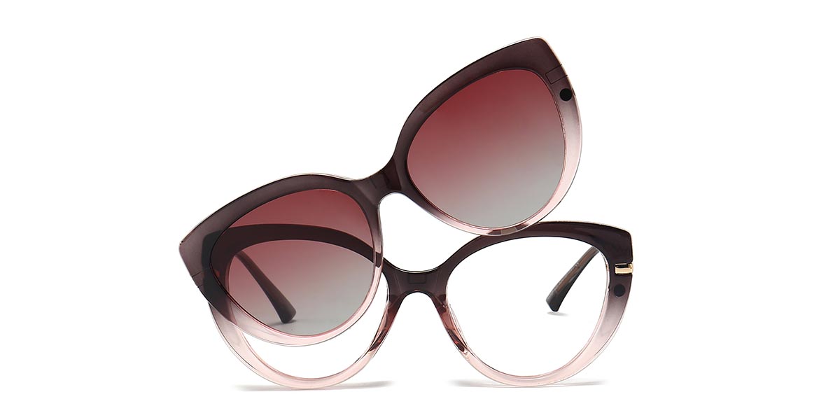 Grey Pink Wenczeslaw - Cat eye Clip-On Sunglasses