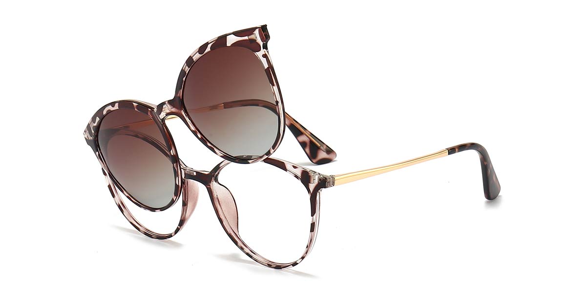 Tortoiseshell Aaliyah - Oval Clip-On Sunglasses