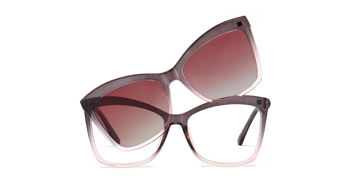 Grey Red Brooklyn - Cat eye Clip-On Sunglasses