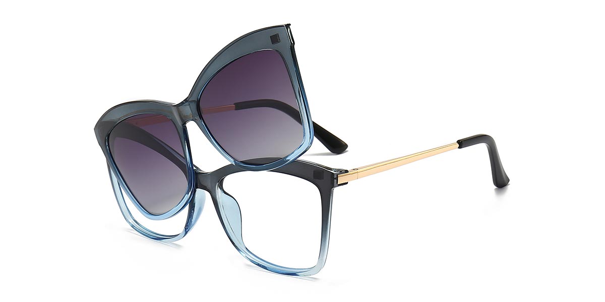 Grey Blue Brooklyn - Cat eye Clip-On Sunglasses
