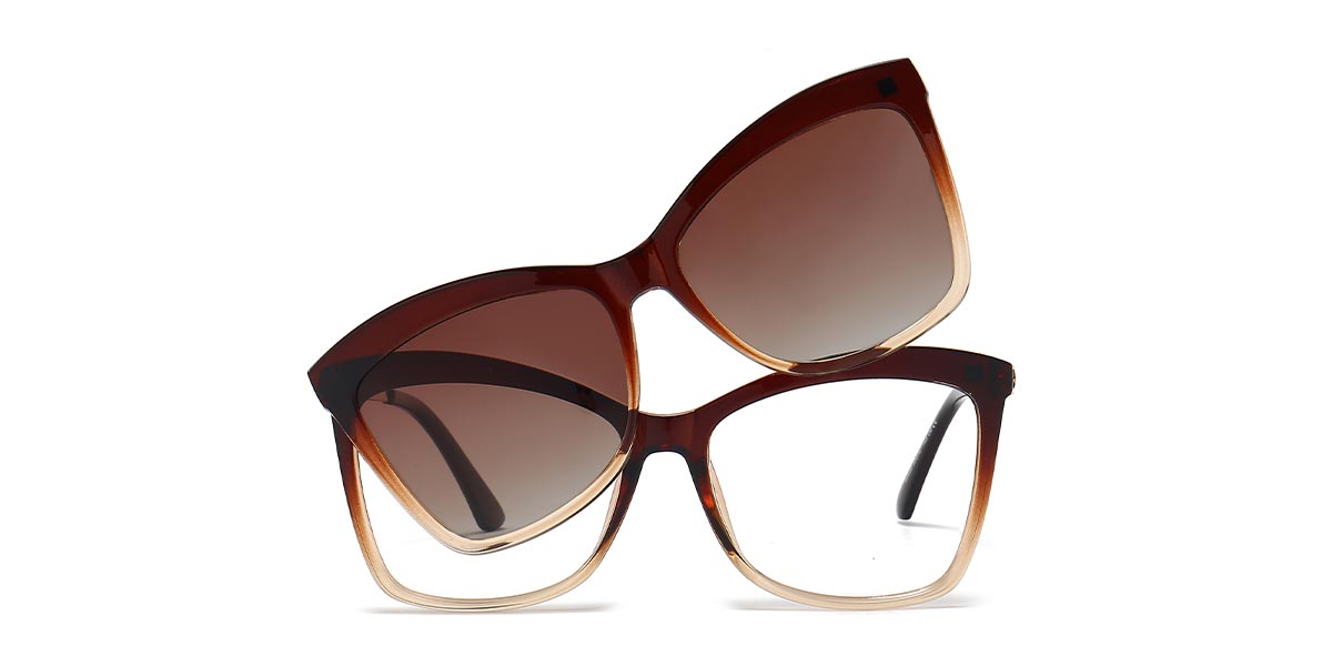 Tawny Clear - Cat eye Clip-On Sunglasses - Brooklyn