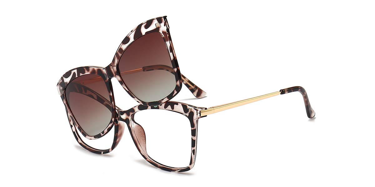Grey Stripe Brooklyn - Cat Eye Clip-On Sunglasses