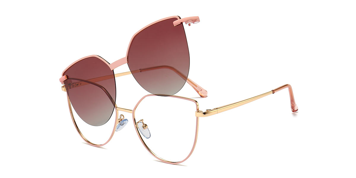 Pink Aubrey - Cat eye Clip-On Sunglasses
