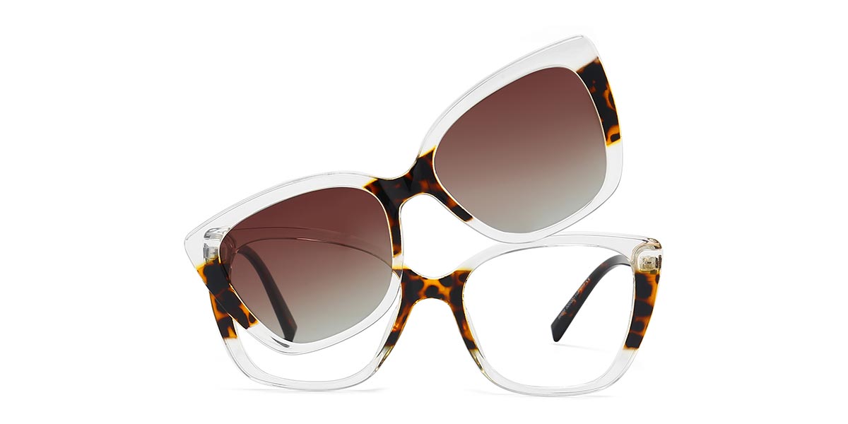 Clear Tortoiseshell Natalie - Cat eye Clip-On Sunglasses