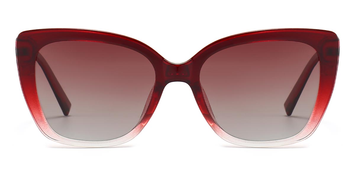Red clear - Cat eye Clip-On Sunglasses - Natalie