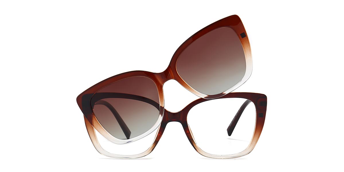 Tawny Clear Natalie Glasses - Cat Eye Clip-On Sunglasses