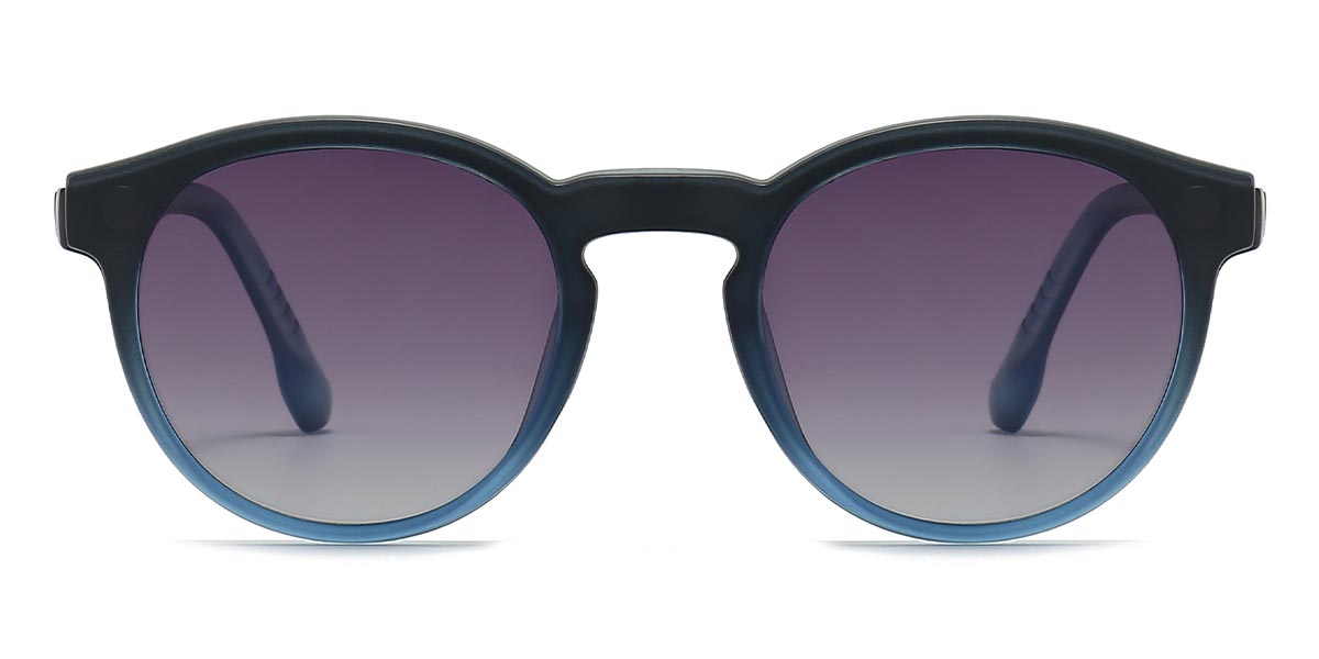 Blue - Oval Clip-On Sunglasses - Skylar