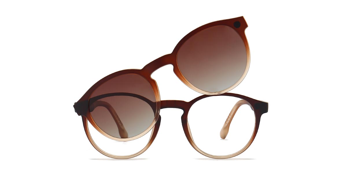 Tawny Clear Skylar - Oval Clip-On Sunglasses
