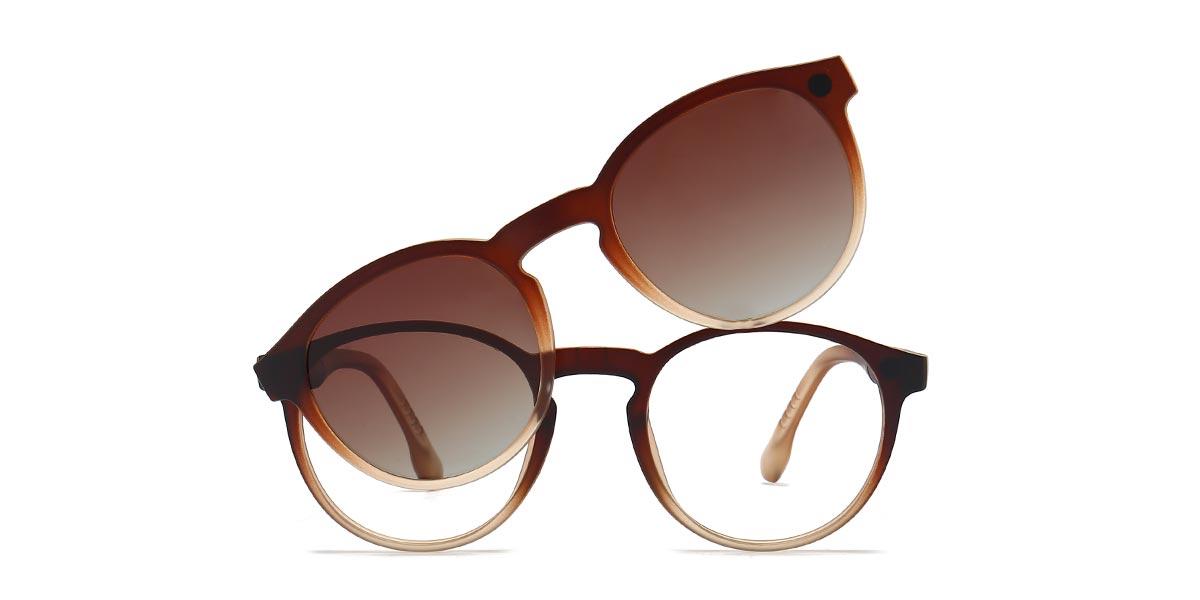Tawny Clear - Oval Clip-On Sunglasses - Skylar