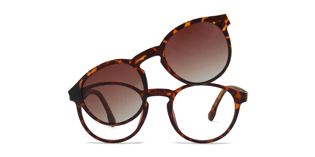 Tortoiseshell Skylar - Oval Clip-On Sunglasses