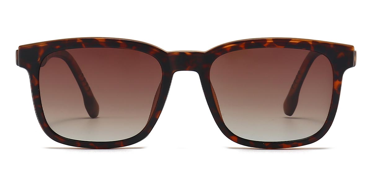 Tortoiseshell Naomi - Rectangle Clip-On Sunglasses
