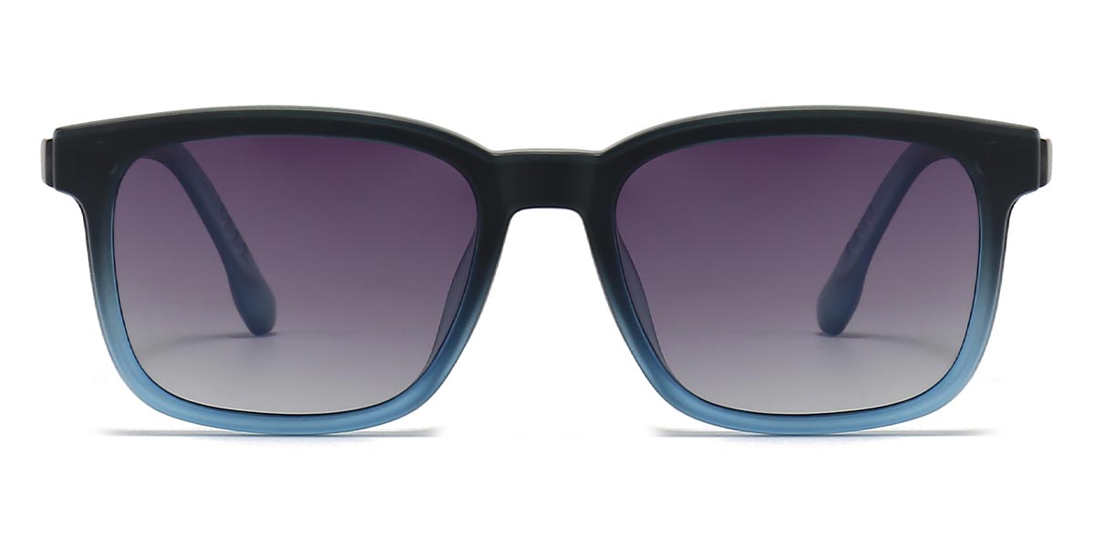 Blue - Rectangle Clip-On Sunglasses - Naomi