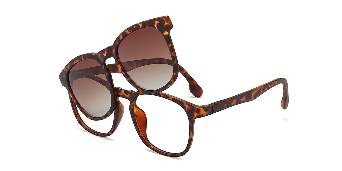 Tortoiseshell Thomas - Oval Clip-On Sunglasses