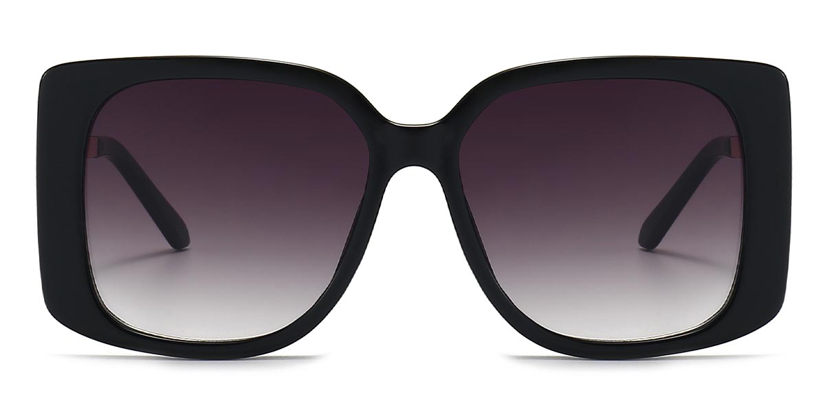 Black Tortoiseshell Gradual Grey - Square Sunglasses - Mia