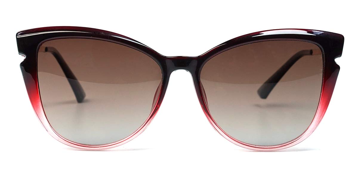 Gradient Red Joseph - Cat Eye Clip-On Sunglasses