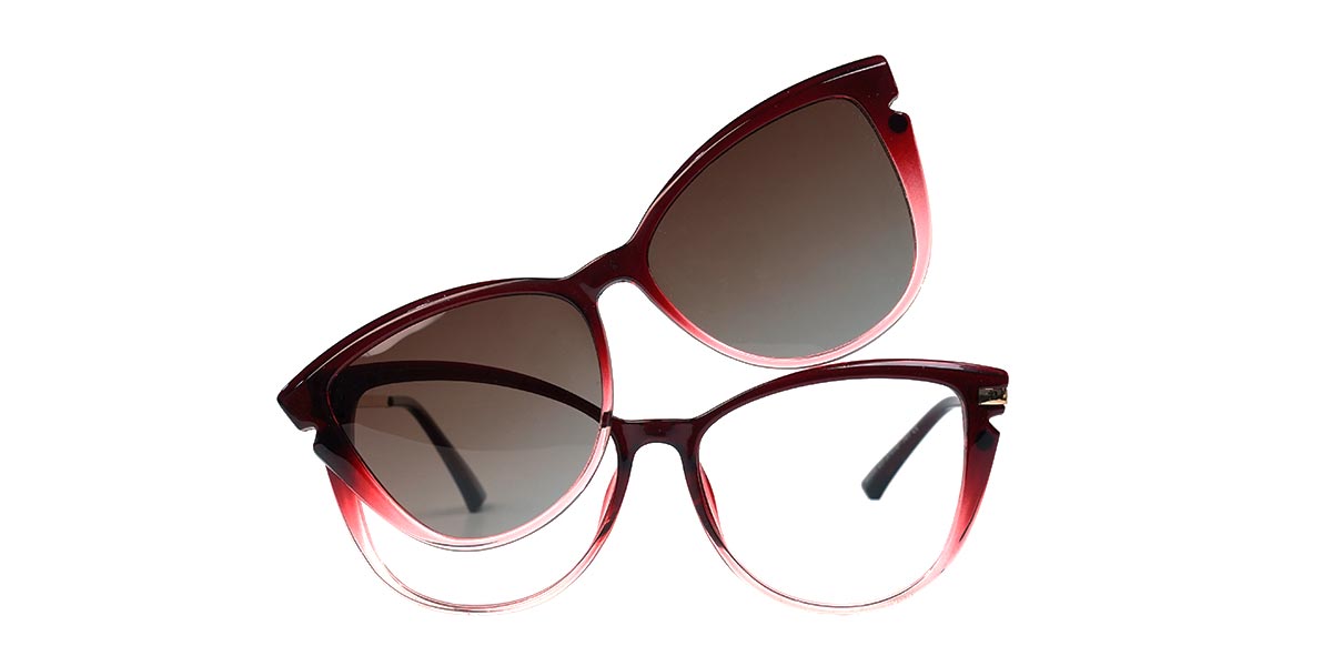 Grey Red Joseph - Cat eye Clip-On Sunglasses