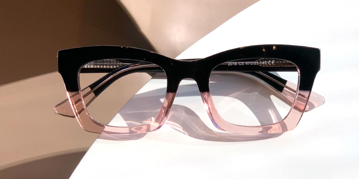 Black Pink Laelia - Rectangle Glasses