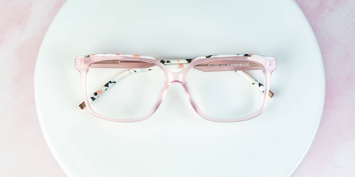 Pink - Rectangle Glasses - Leila