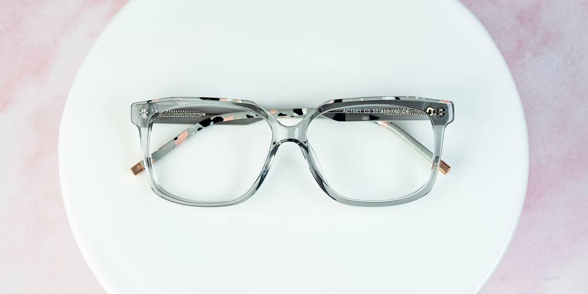 Grey - Rectangle Glasses - Leila