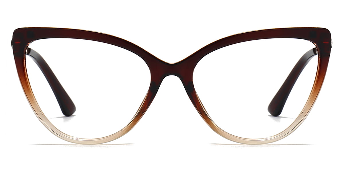 Gradient Brown - Cat eye Clip-On Sunglasses - Reese