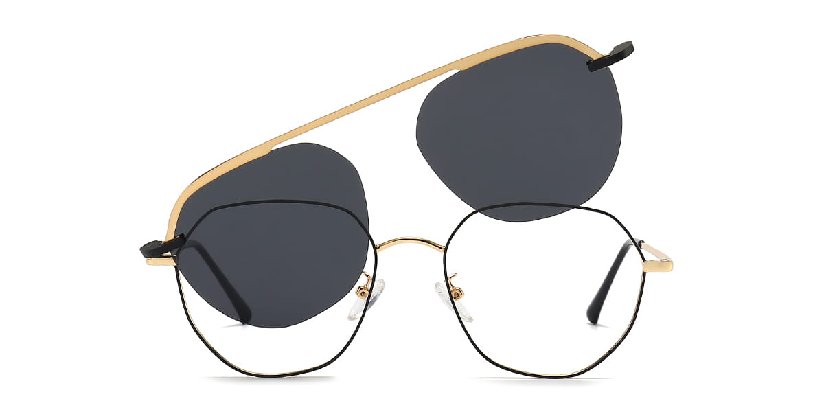 Gold Mya - Oval Clip-On Sunglasses