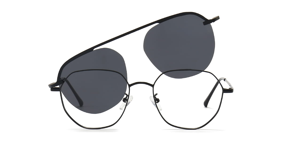 Black - Oval Clip-On Sunglasses - Mya