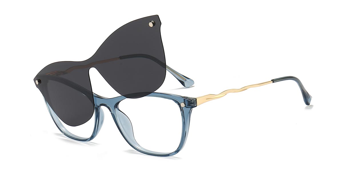 Blue Lana - Square Clip-On Sunglasses