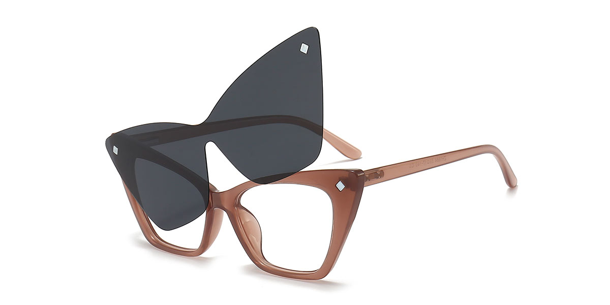 Brown Tessa - Cat eye Clip-On Sunglasses