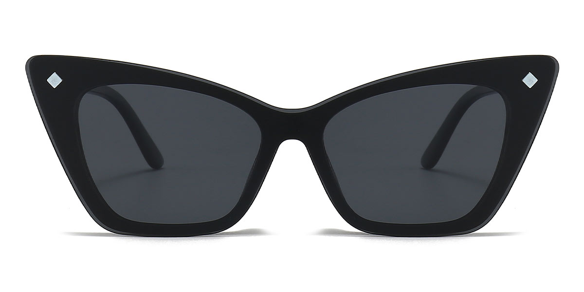 Black Tessa - Cat eye Clip-On Sunglasses
