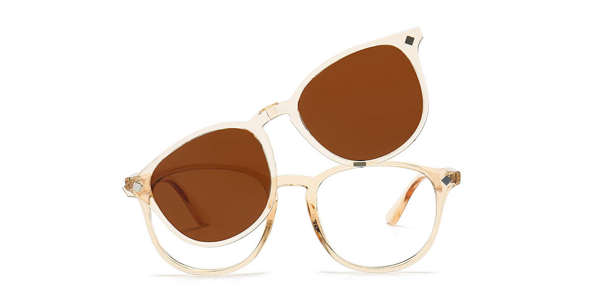 Champagne River - Oval Clip-On Sunglasses