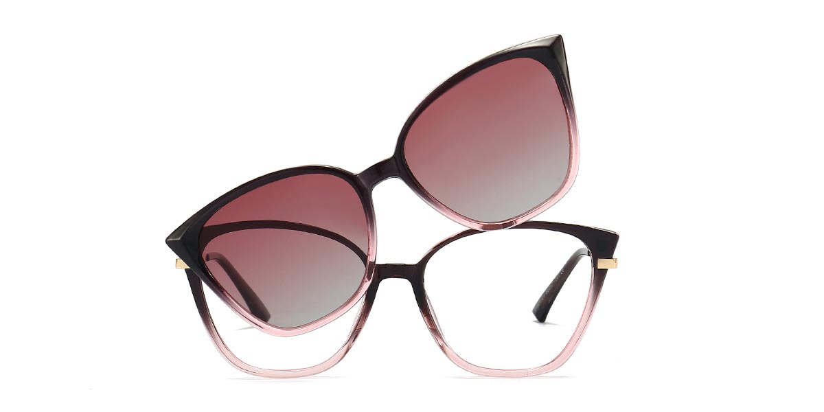 Grey Pink Kyrie Glasses - Cat Eye Clip-On Sunglasses