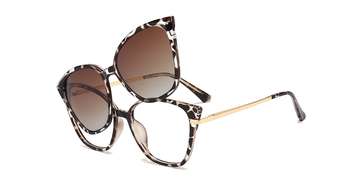 Tortoiseshell Kyrie Glasses - Cat Eye Clip-On Sunglasses