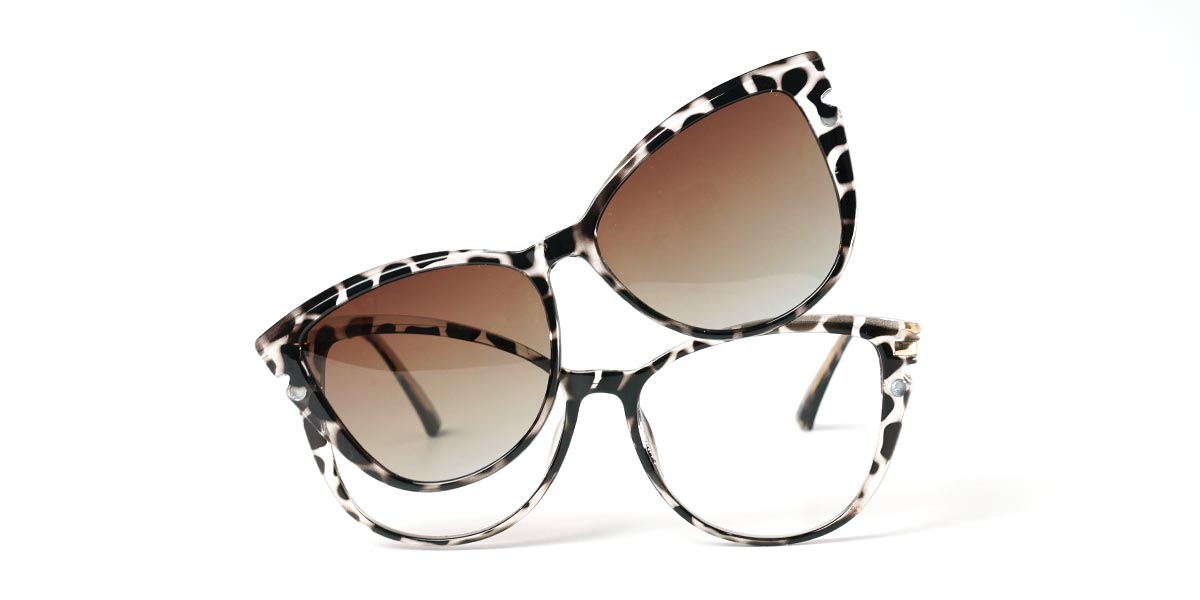 Tortoiseshell - Cat eye Clip-On Sunglasses - Joseph