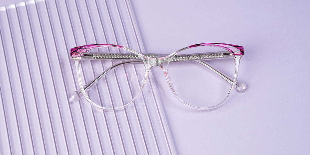 Clear Pink stripe Elizaveta - Oval Glasses