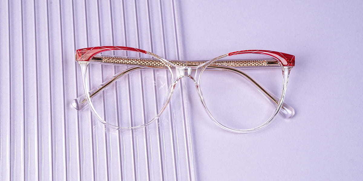 Clear Red stripe Elizaveta - Oval Glasses