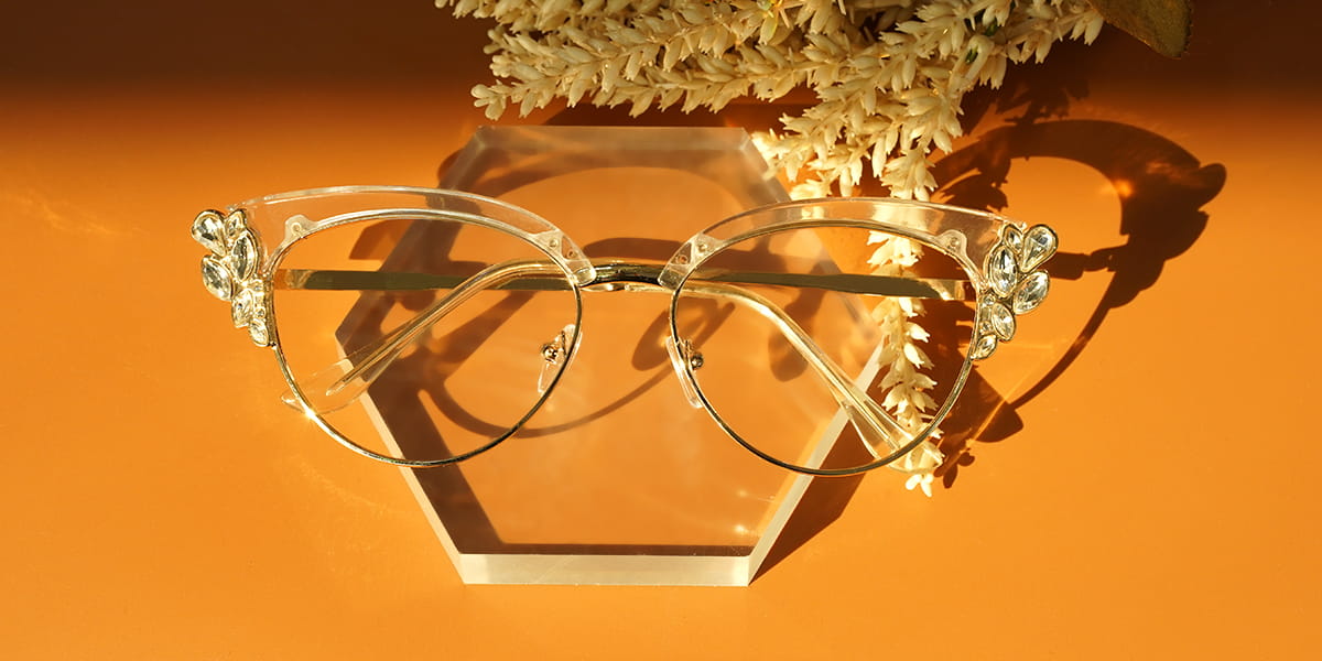 Clear - Cat eye Glasses - Ozara