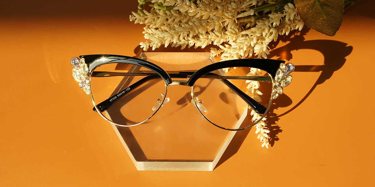 Black Gold Ozara - Cat Eye Glasses
