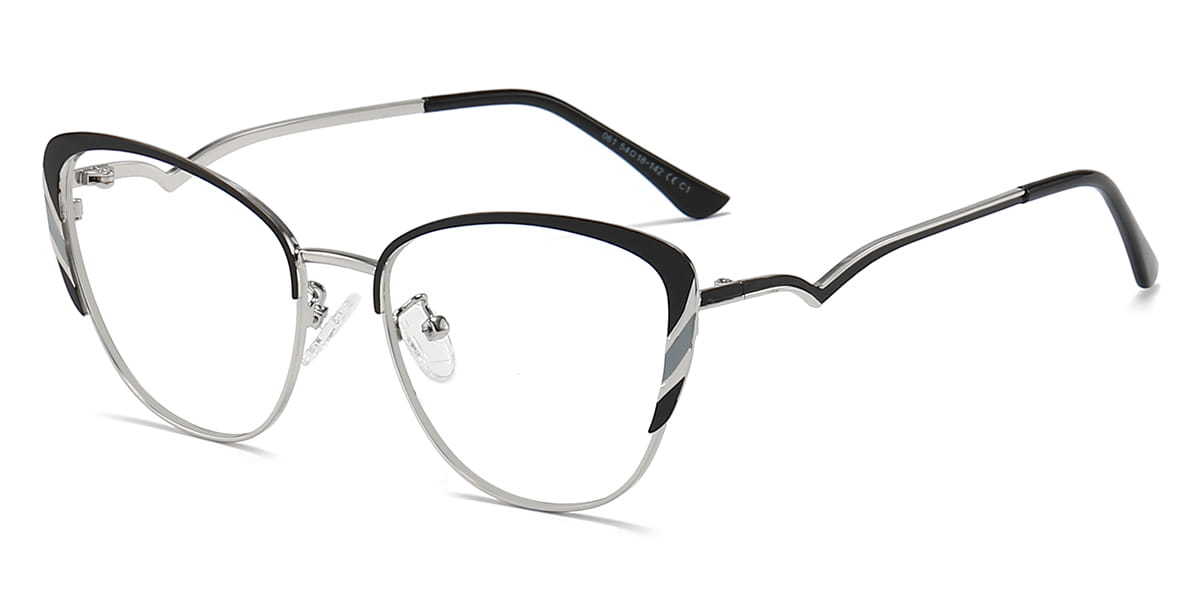 Black Silver Kate - Cat Eye Glasses
