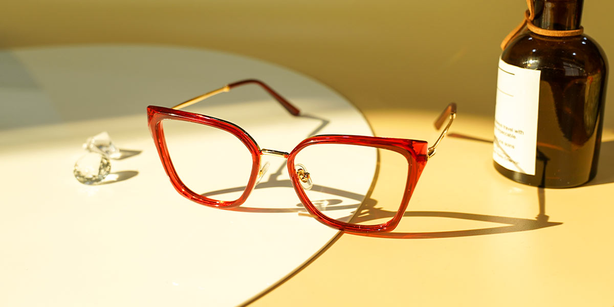 Red - Cat eye Glasses - Flex