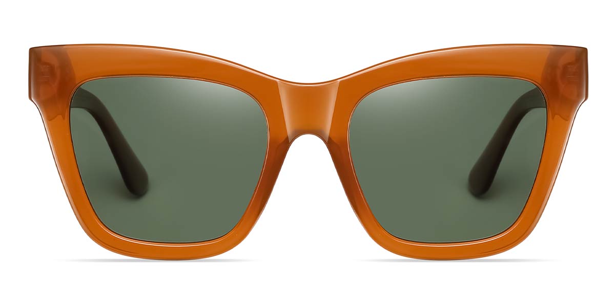 Orange Dark Green - Cat eye Sunglasses - Ethan