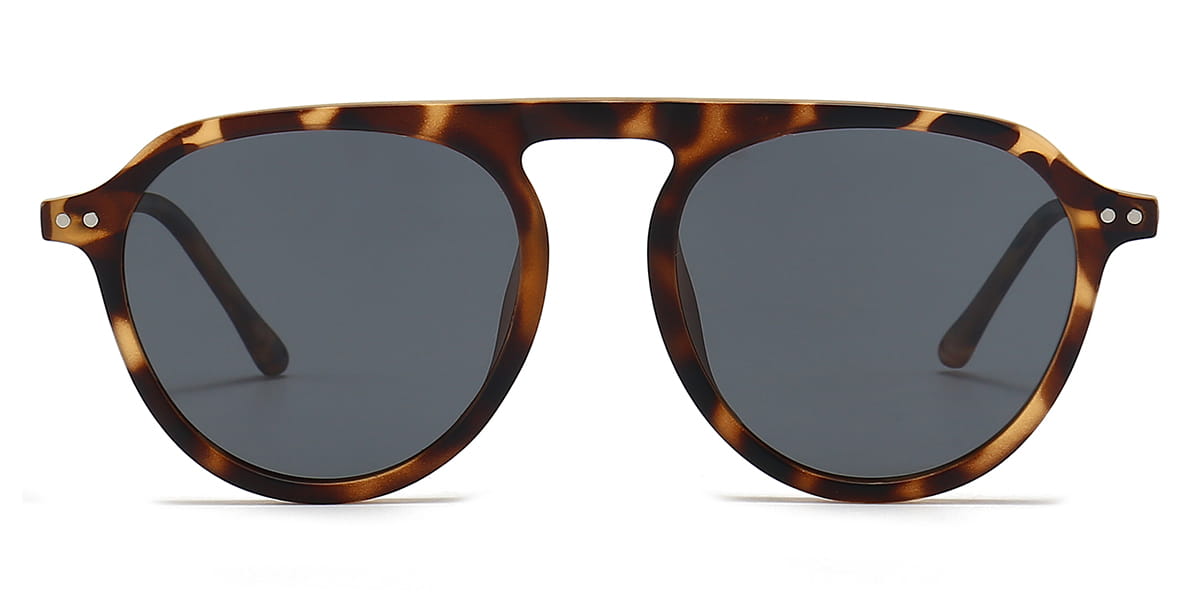 Tortoiseshell Grey - Round Sunglasses - Mateo