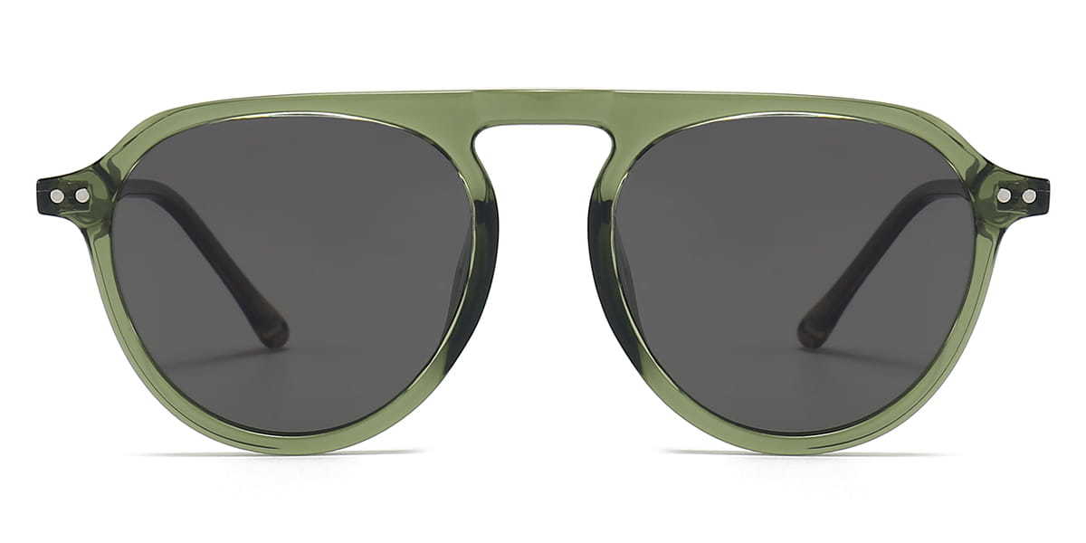 Dark Green Grey Mateo - Round Sunglasses