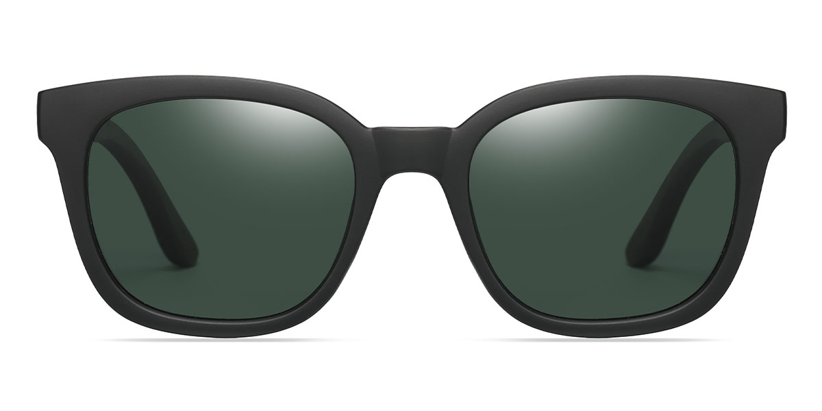Black Dark Green - Square Sunglasses - Lucas