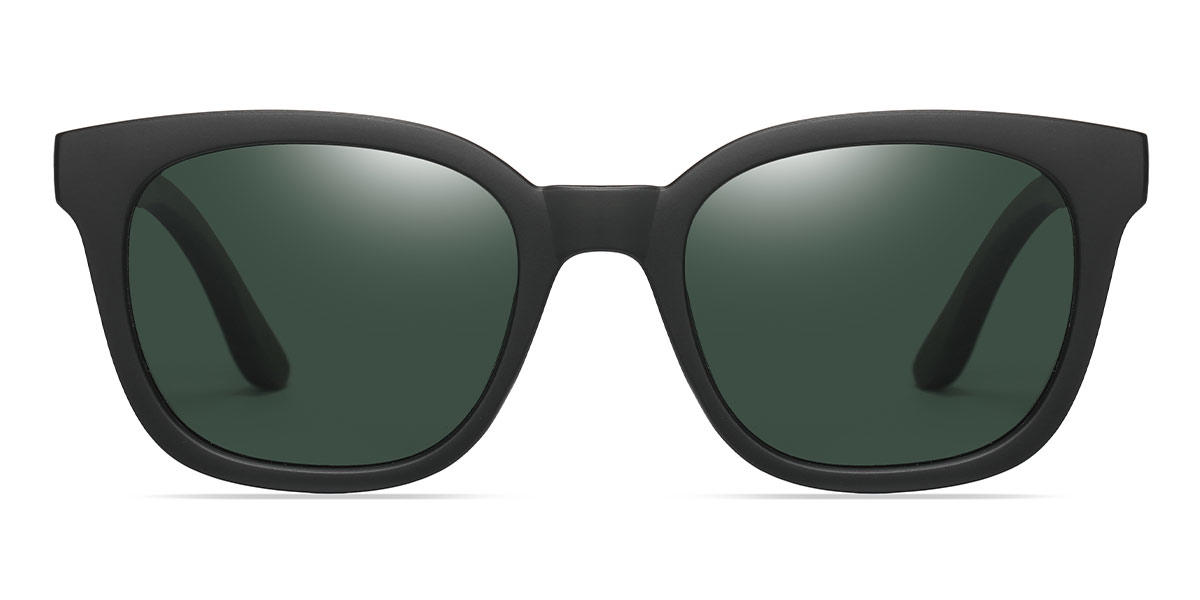 Black Dark Green Lucas - Square Sunglasses