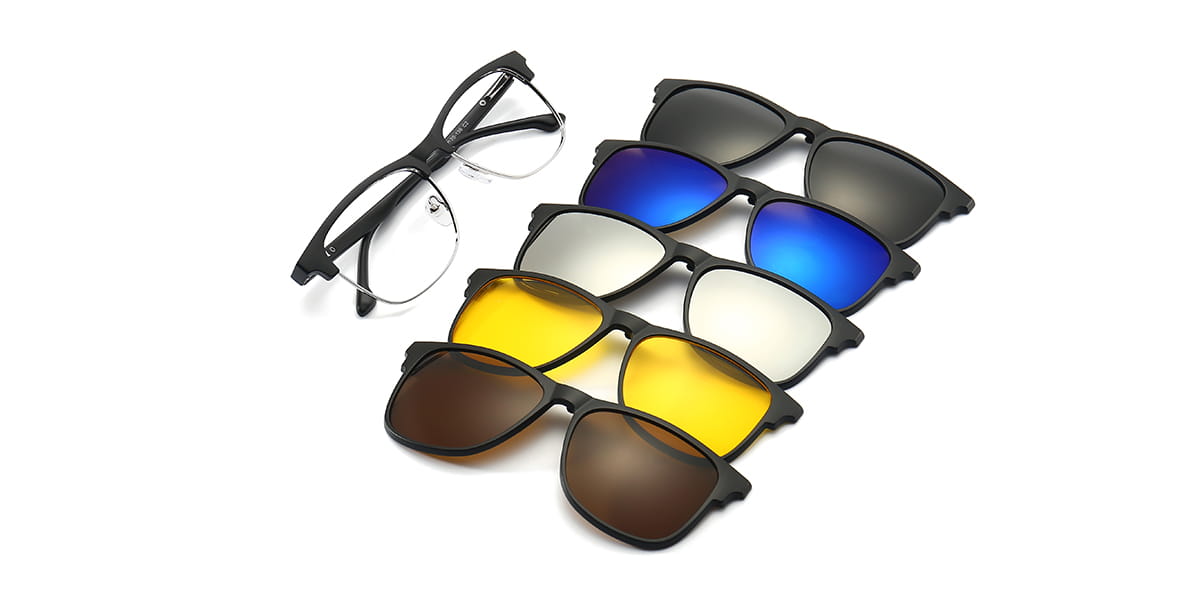 Colour - Square Clip-On Sunglasses - Logan