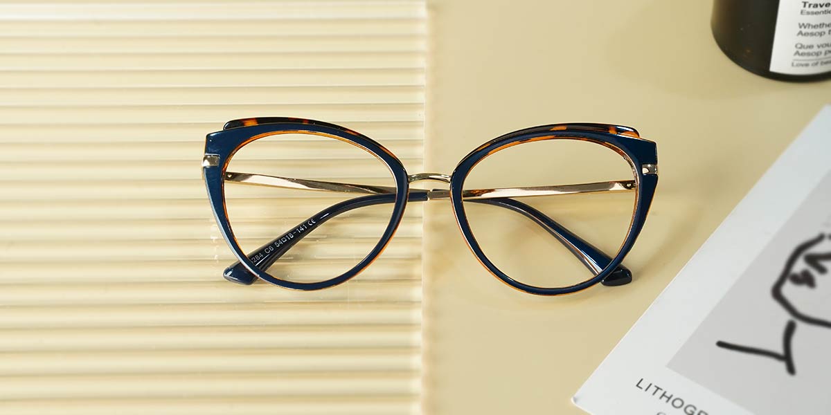 Blue Tortoiseshell Moshe - Cat eye Glasses