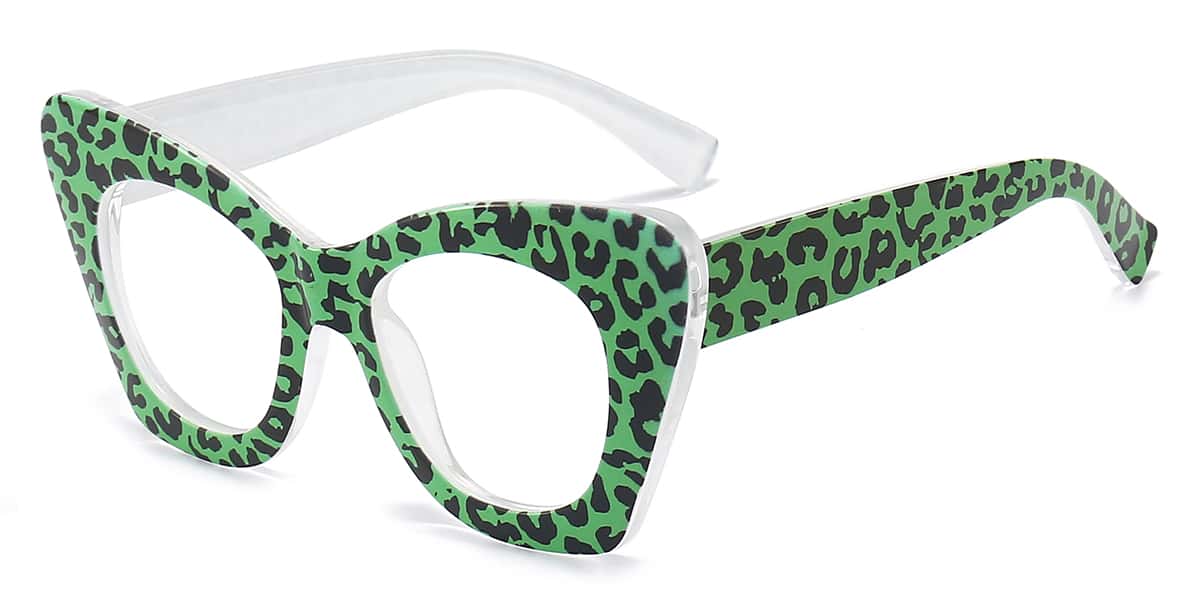 Green Tortoiseshell - Cat eye Glasses - Sasha
